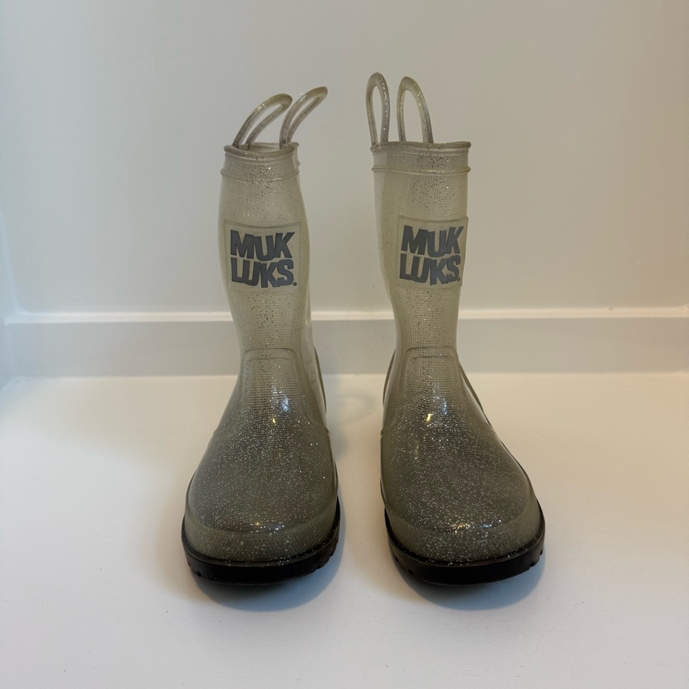 Girls Muk Luks Clear Glitter Rain Boots 11/12